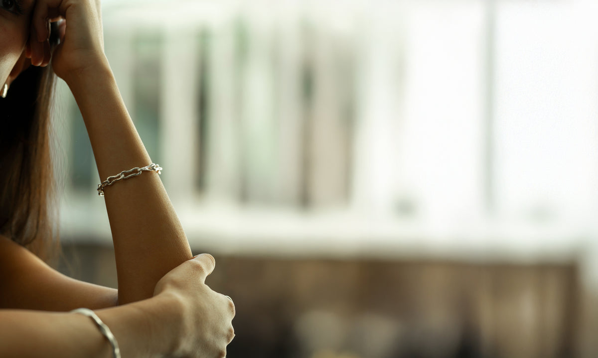 Handmade silver BARSHA bracelets worn on the wrist