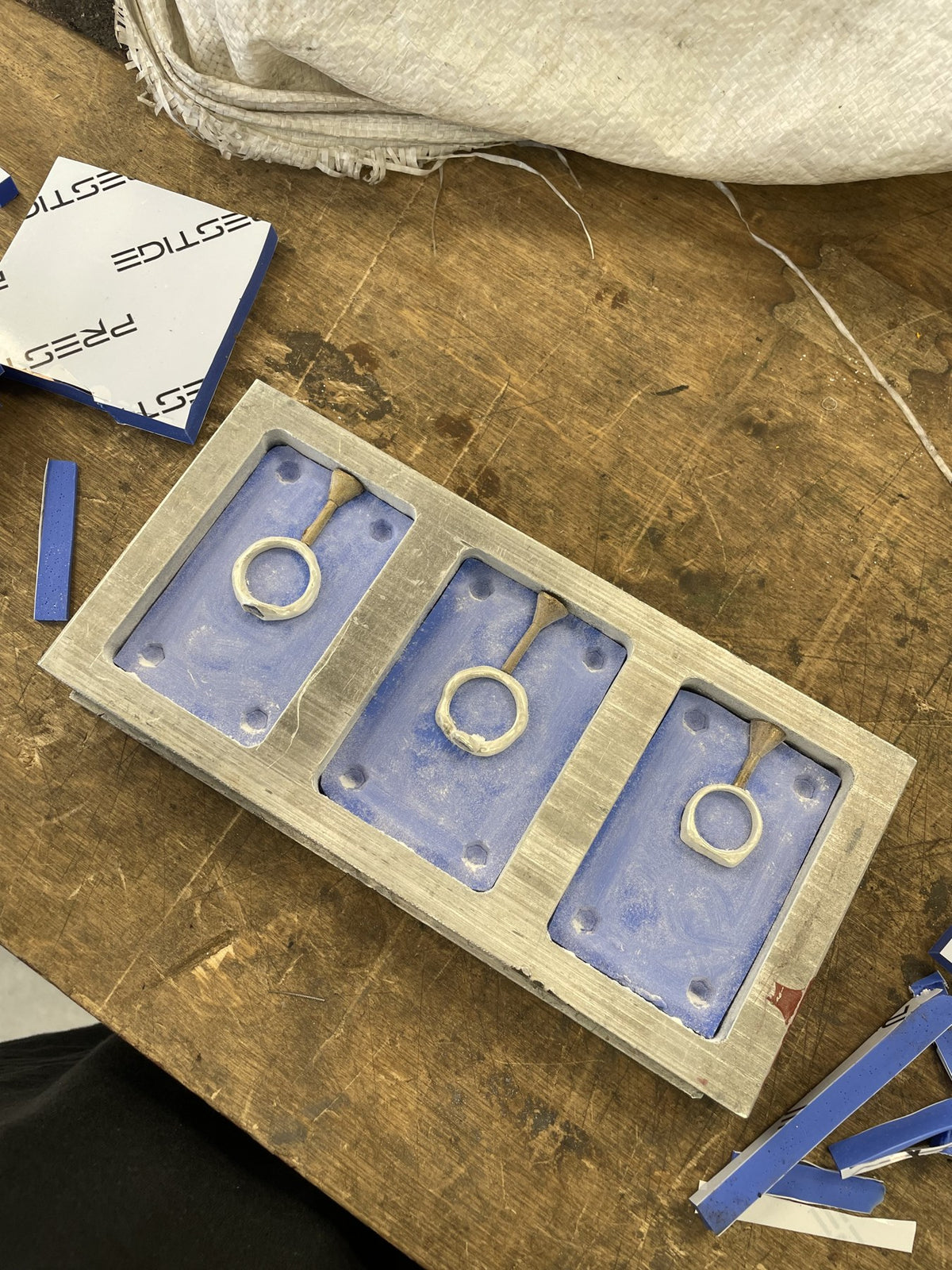 Rubber molds used to reproduce jewelry designs