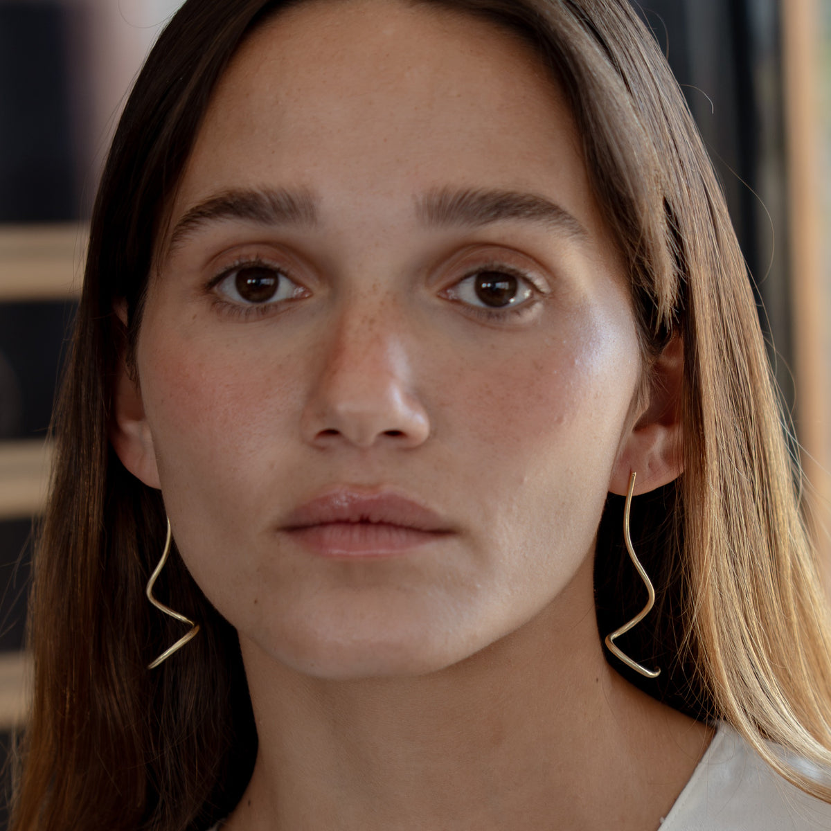 Camellia earrings in 18K gold vermeil — handmade jewelry by BARSHA STUDIO