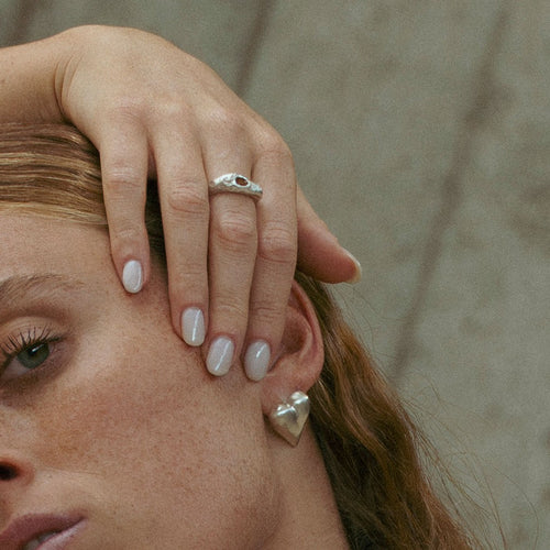 Colored Stone ring in sterling silver — handmade jewelry by BARSHA STUDIO