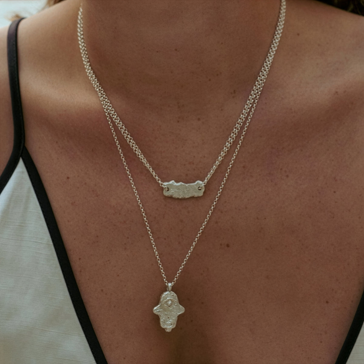 Eli necklace in sterling silver — handmade jewelry by BARSHA STUDIO