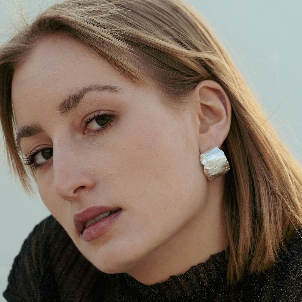 Eve earrings in sterling silver — handmade jewelry by BARSHA STUDIO