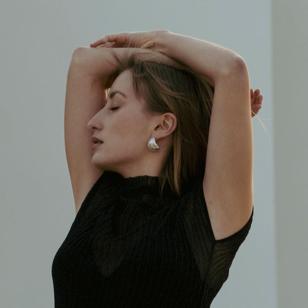 Eve earrings in sterling silver — handmade jewelry by BARSHA STUDIO