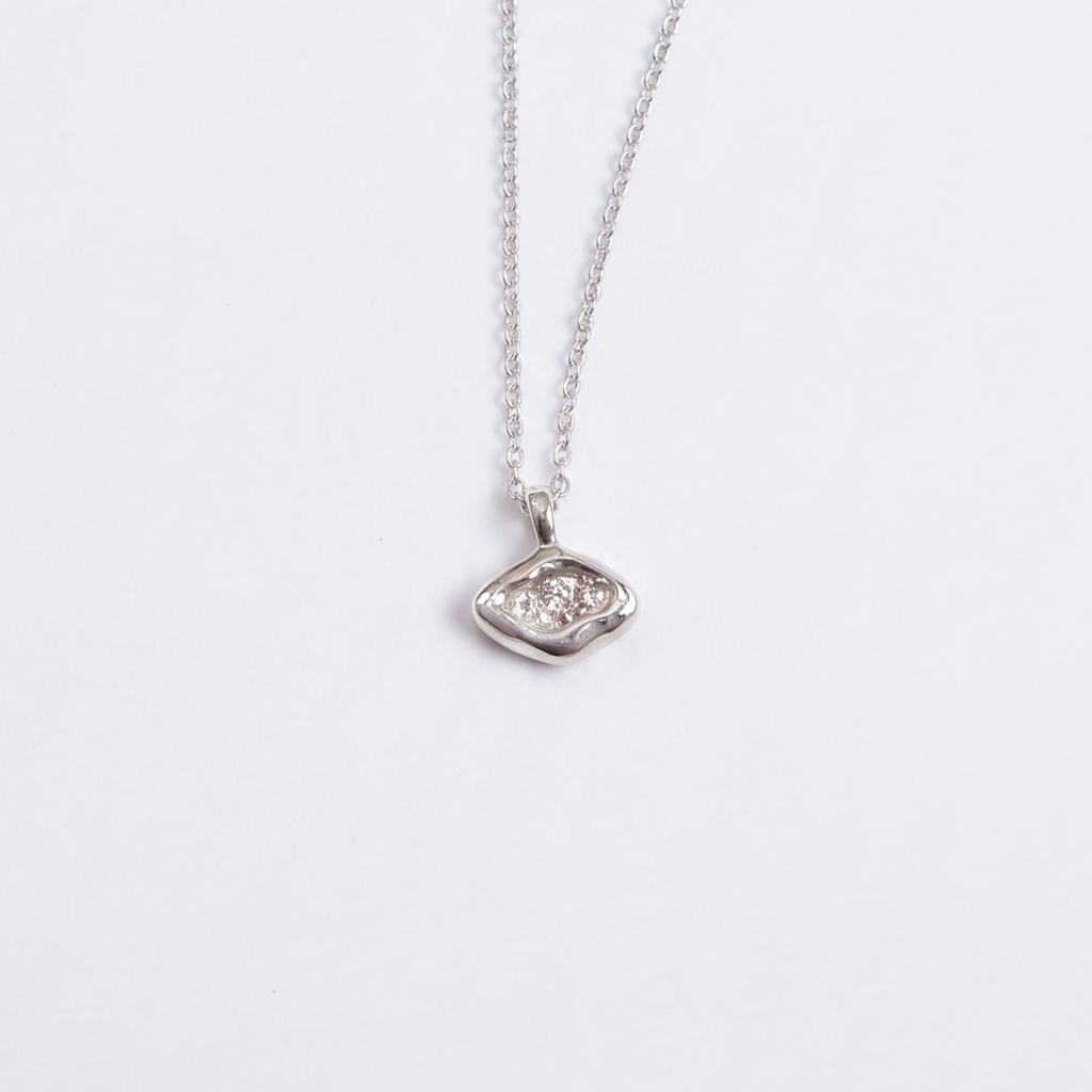 Eye necklace in sterling silver — handmade jewelry by BARSHA STUDIO