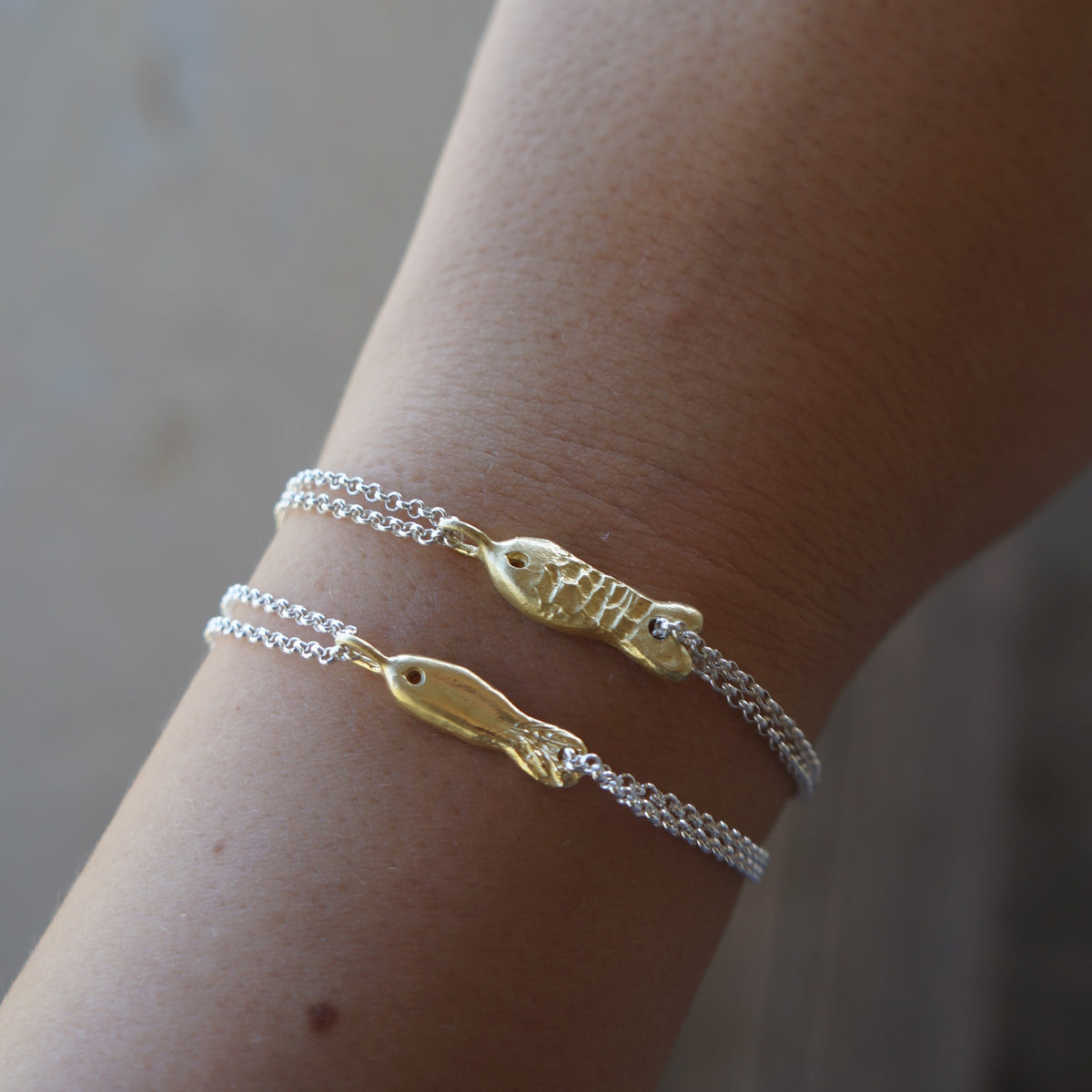 Fish bracelet in sterling silver — handmade jewelry by BARSHA STUDIO