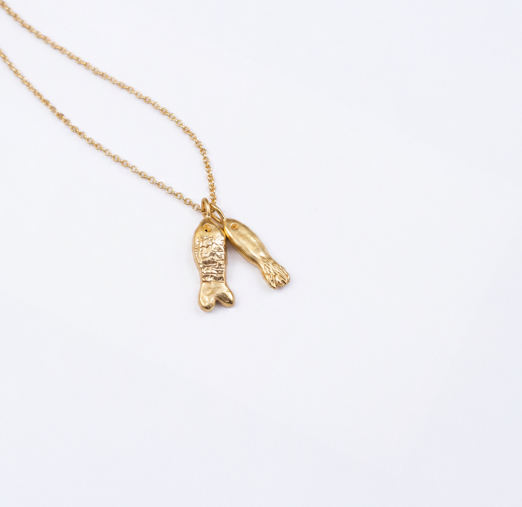 Fish necklace in 18K gold vermeil — handmade jewelry by BARSHA STUDIO