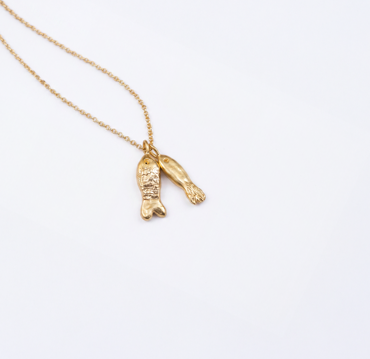 Fish necklace in 18K gold vermeil — handmade jewelry by BARSHA STUDIO