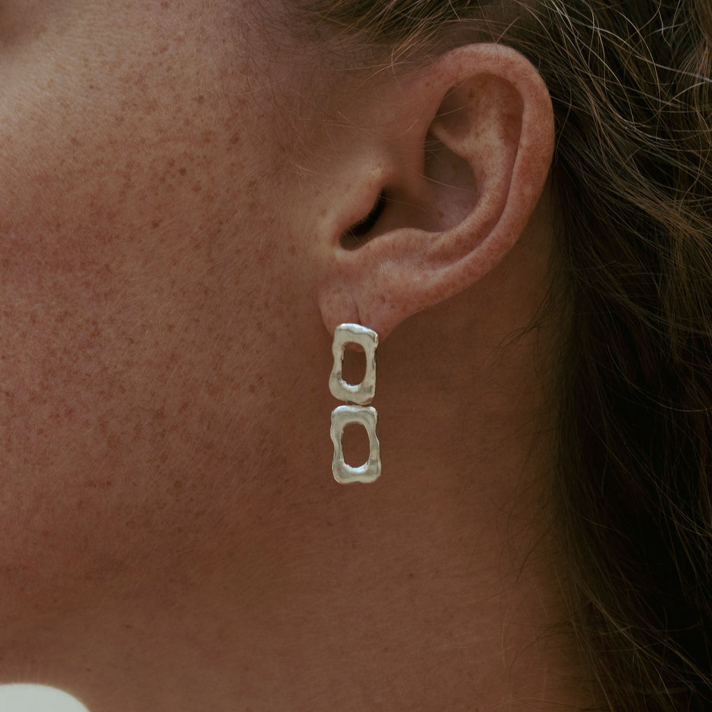 Frame earrings in sterling silver — handmade jewelry by BARSHA STUDIO