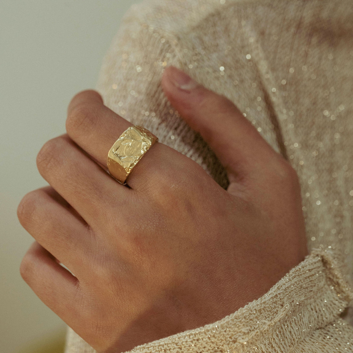 Lava ring in 18K gold vermeil — handmade jewelry by BARSHA STUDIO