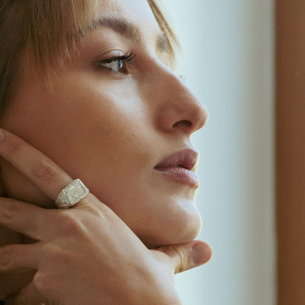 Lava ring in sterling silver — handmade jewelry by BARSHA STUDIO