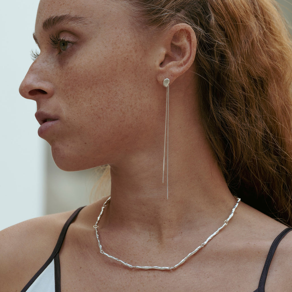 Mona necklace in sterling silver — handmade jewelry by BARSHA STUDIO