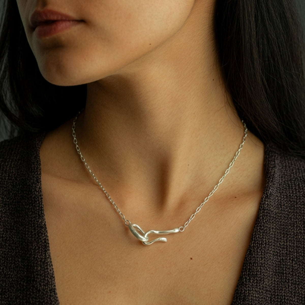 Monaco necklace in sterling silver — handmade jewelry by BARSHA STUDIO