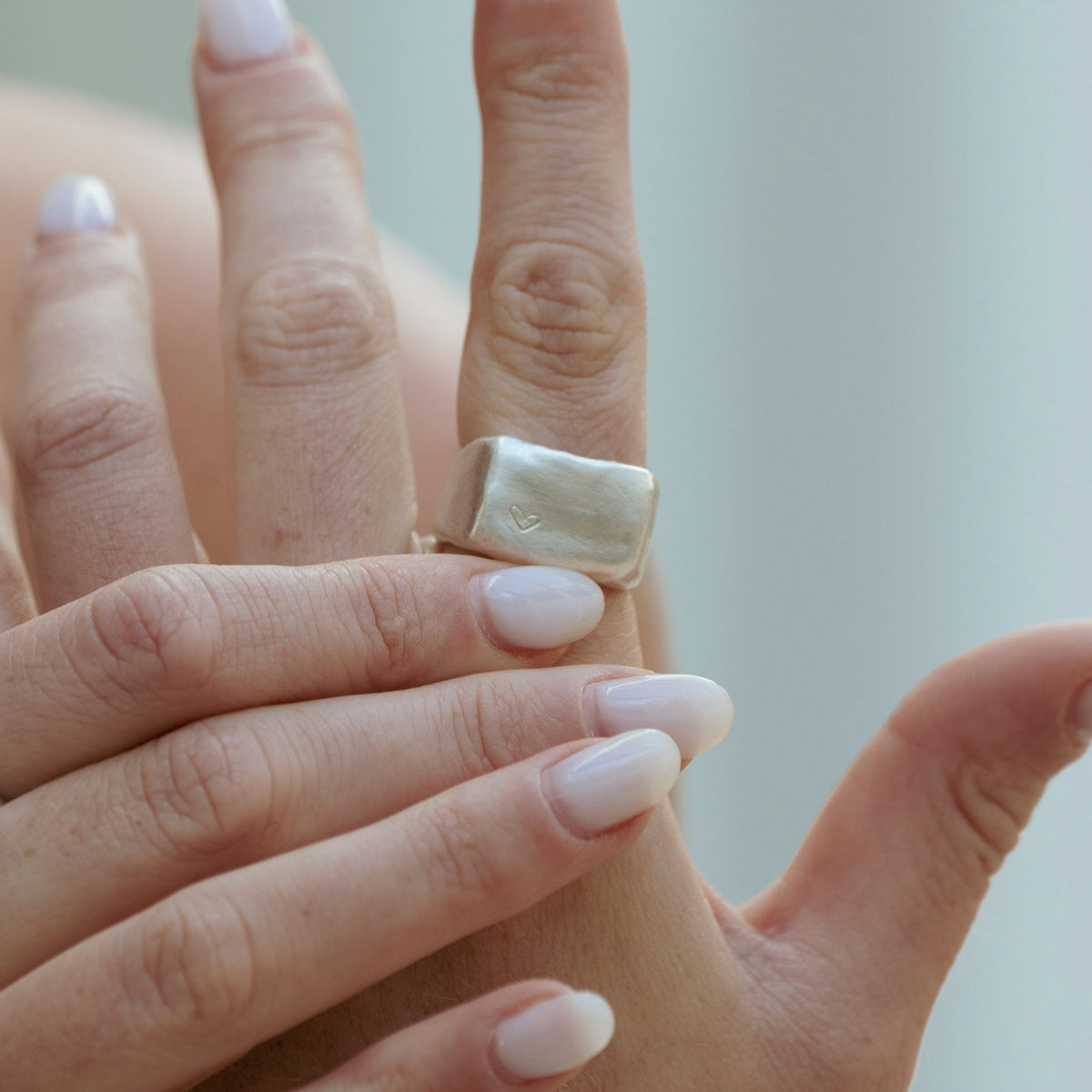 Olive ring in sterling silver, smooth version — handmade jewelry by BARSHA STUDIO