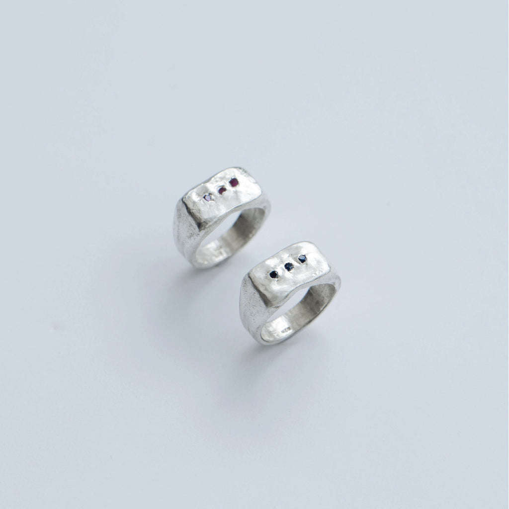 Olive Pinkie ring in sterling silver — handmade jewelry by BARSHA STUDIO