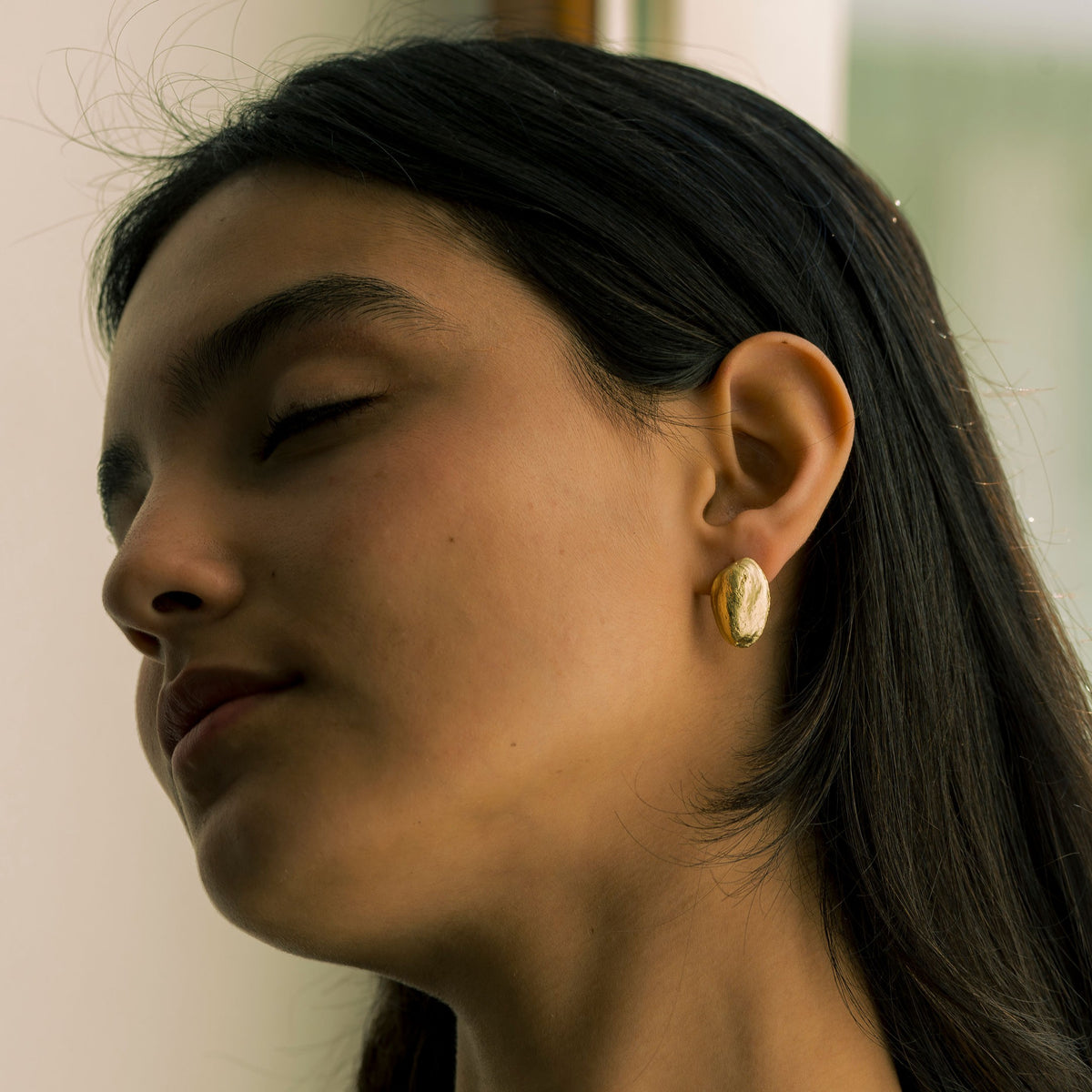 Pistachio earrings in 18K gold vermeil — handmade jewelry by BARSHA STUDIO