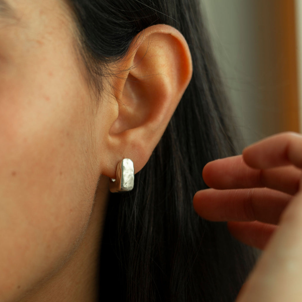 Polly earrings in sterling silver — handmade jewelry by BARSHA STUDIO