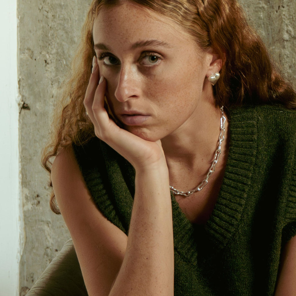 Richie necklace in sterling silver — handmade jewelry by BARSHA STUDIO
