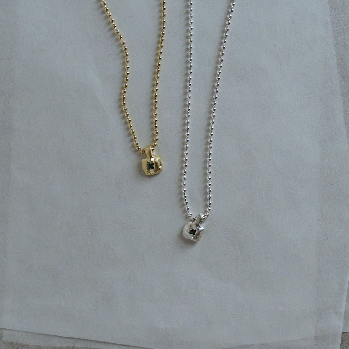 Simone necklace in sterling silver — handmade jewelry by BARSHA STUDIO