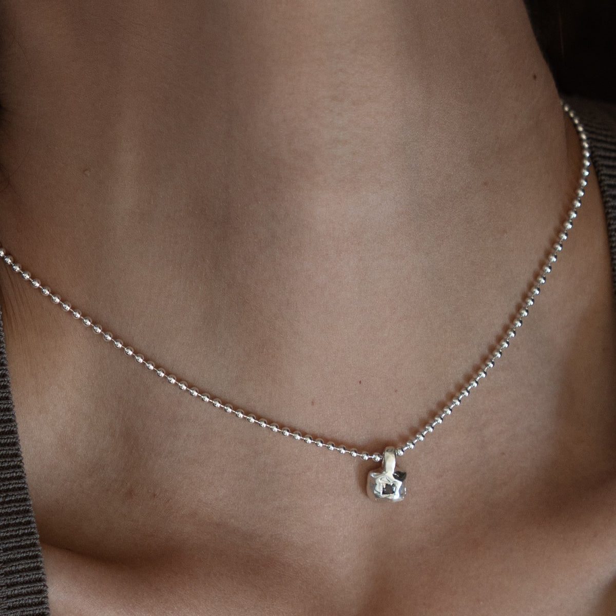 Simone necklace in sterling silver — handmade jewelry by BARSHA STUDIO