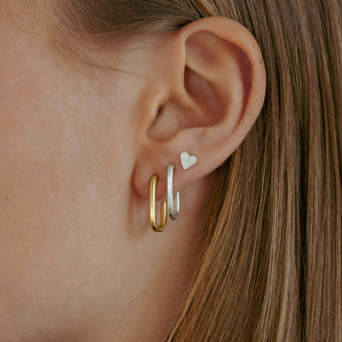 Small Heart earrings in sterling silver — handmade jewelry by BARSHA STUDIO