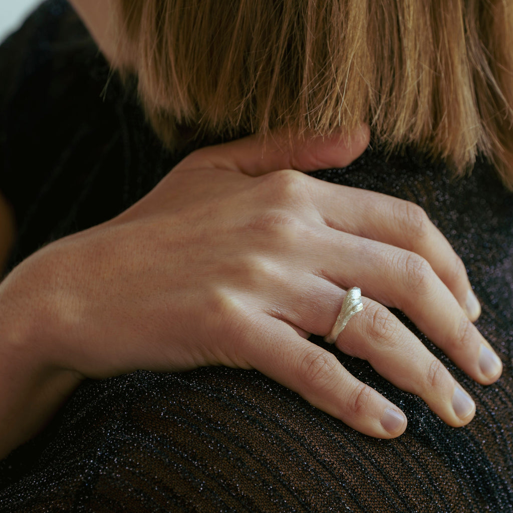 Terra ring in sterling silver — handmade jewelry by BARSHA STUDIO