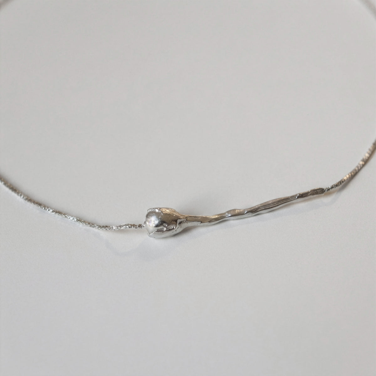 Tulip necklace in sterling silver — handmade jewelry by BARSHA STUDIO