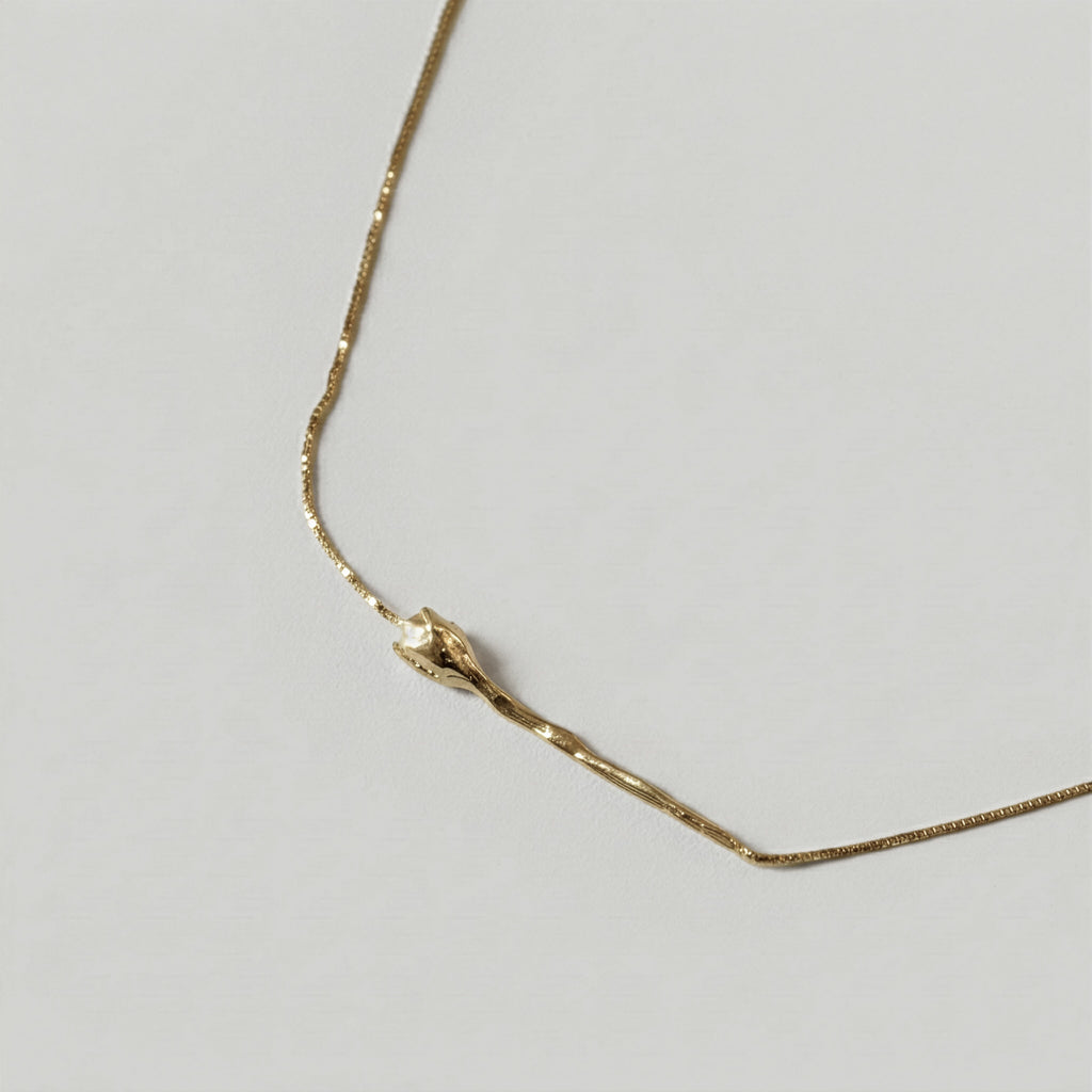 Tulip necklace in 18K gold vermeil — handmade jewelry by BARSHA STUDIO