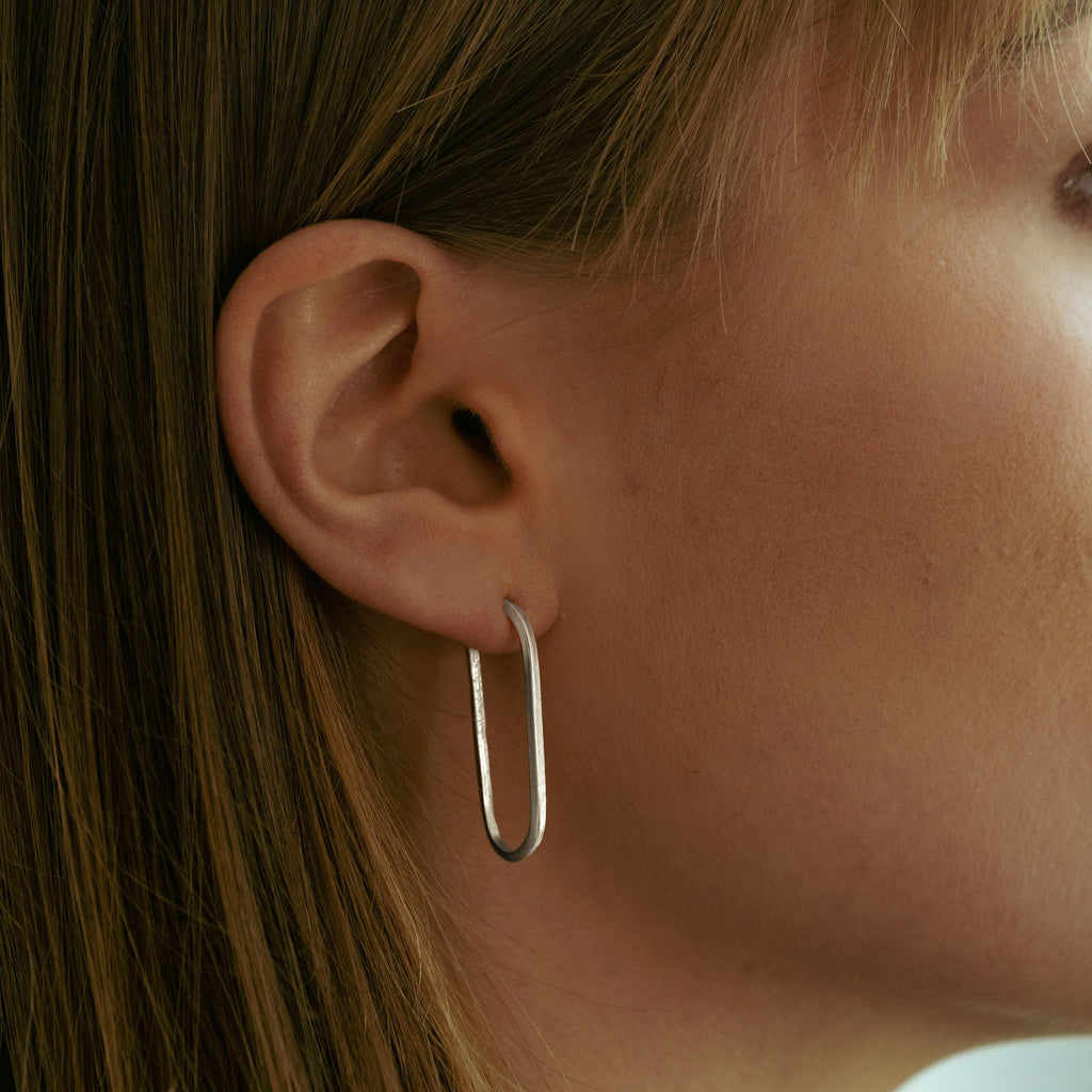 U Large earrings in sterling silver — handmade jewelry by BARSHA STUDIO